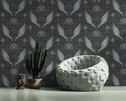 Vliesbehang 54454 Glööckler Imperial Ornament zwart zilver