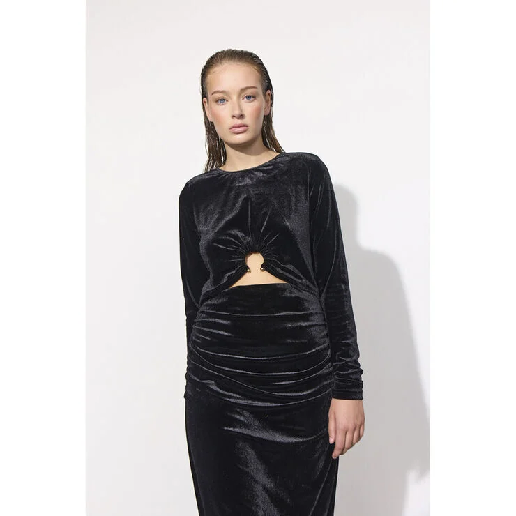 HUNKØN Saga velour dress Black