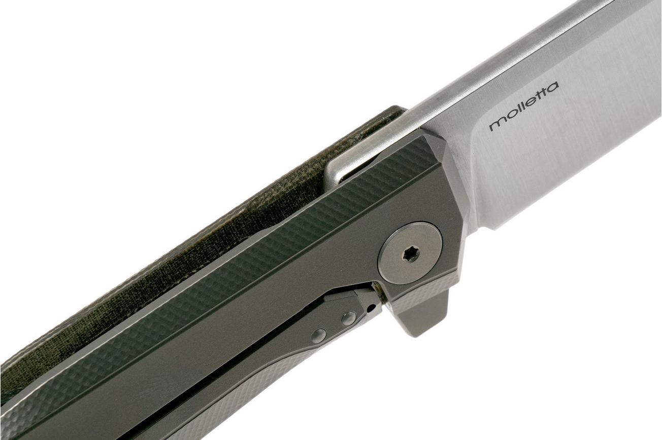 LionSteel Myto MT01-CVG Green Canvas Micarta zakmes, Molletta design