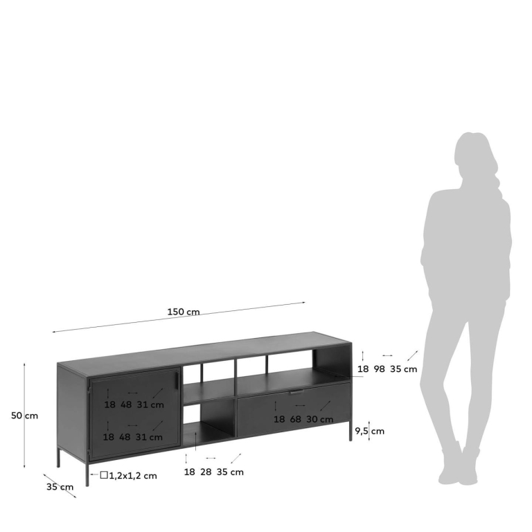Kave Home Shantay tv-meubel 150x50 zwart
