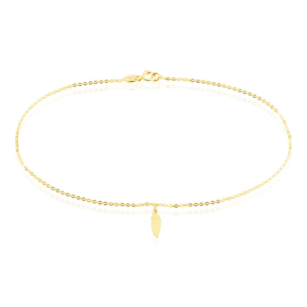 Chaîne De Cheville Plume Or Jaune