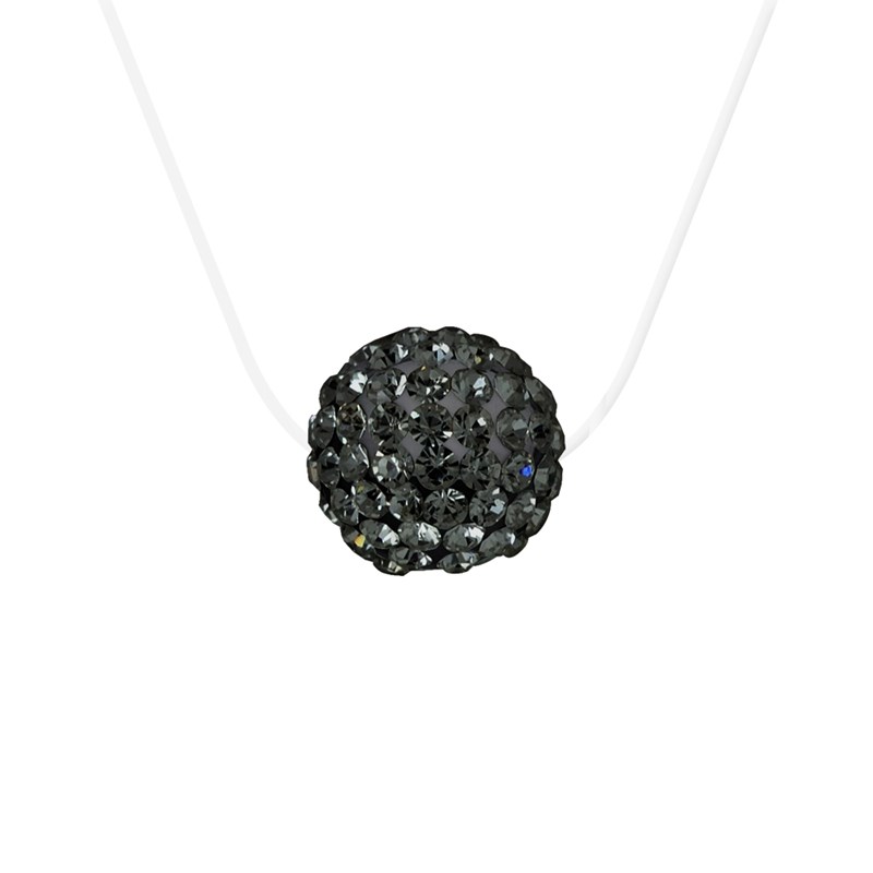 Collier - Nylon transparent - Cristal blanc - Argent 925