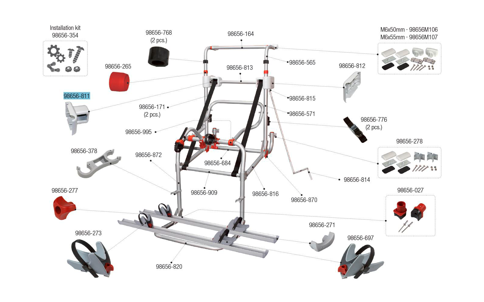 Fiamma Abdeckung innen weiß passend für Carry Bike Lift 77 / Lift 77 E-Bike - Fiamma Ersatzteilnummer 98656-811