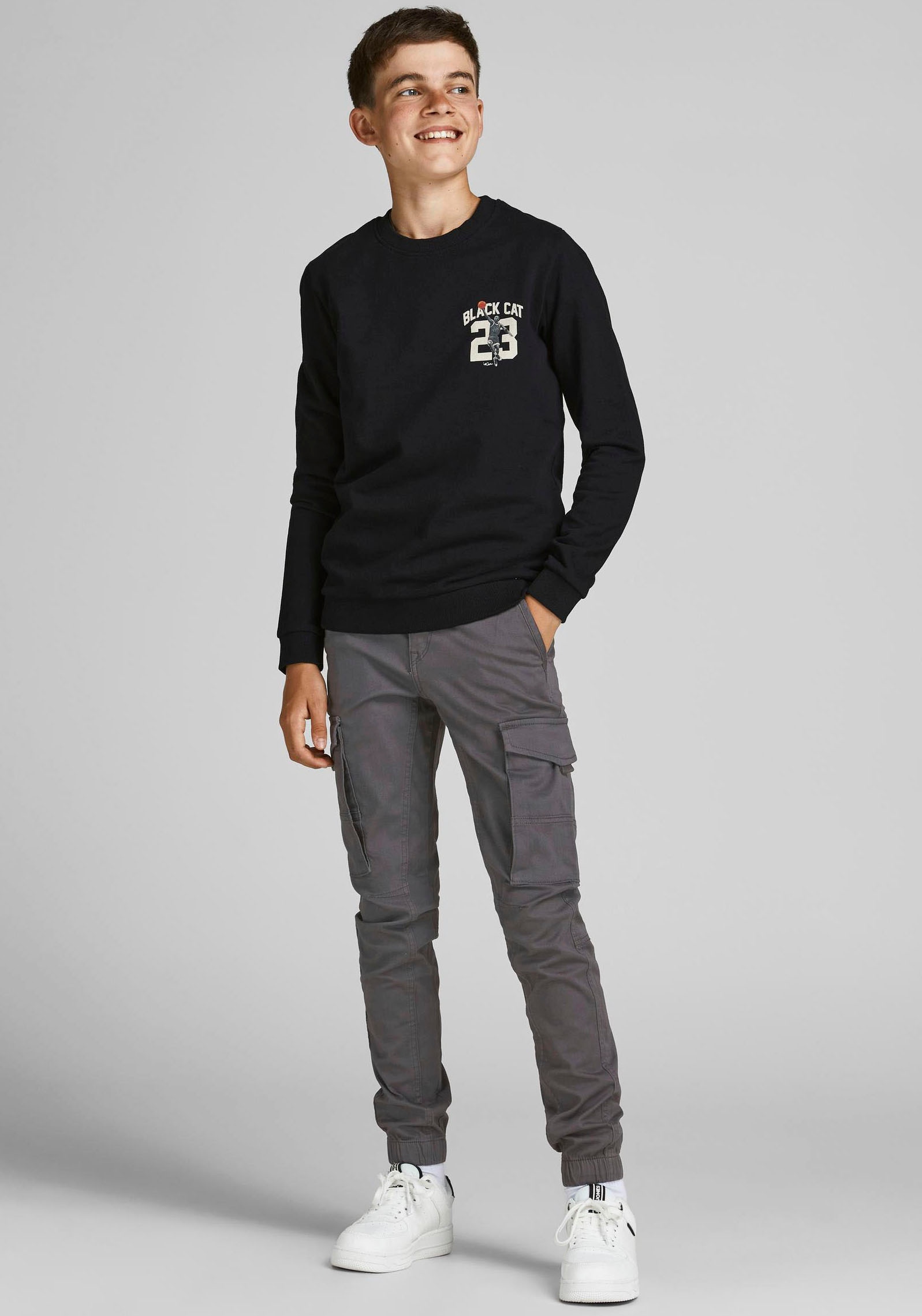 Jack & Jones Junior Cargohose »JPSTPAUL JJFLAKE 542 ASPHALT NOOS JNR«