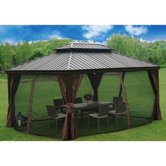 Gazebo de alumínio Alexander para pátio, 4,88 m de largura x 3,66 m de profundidade