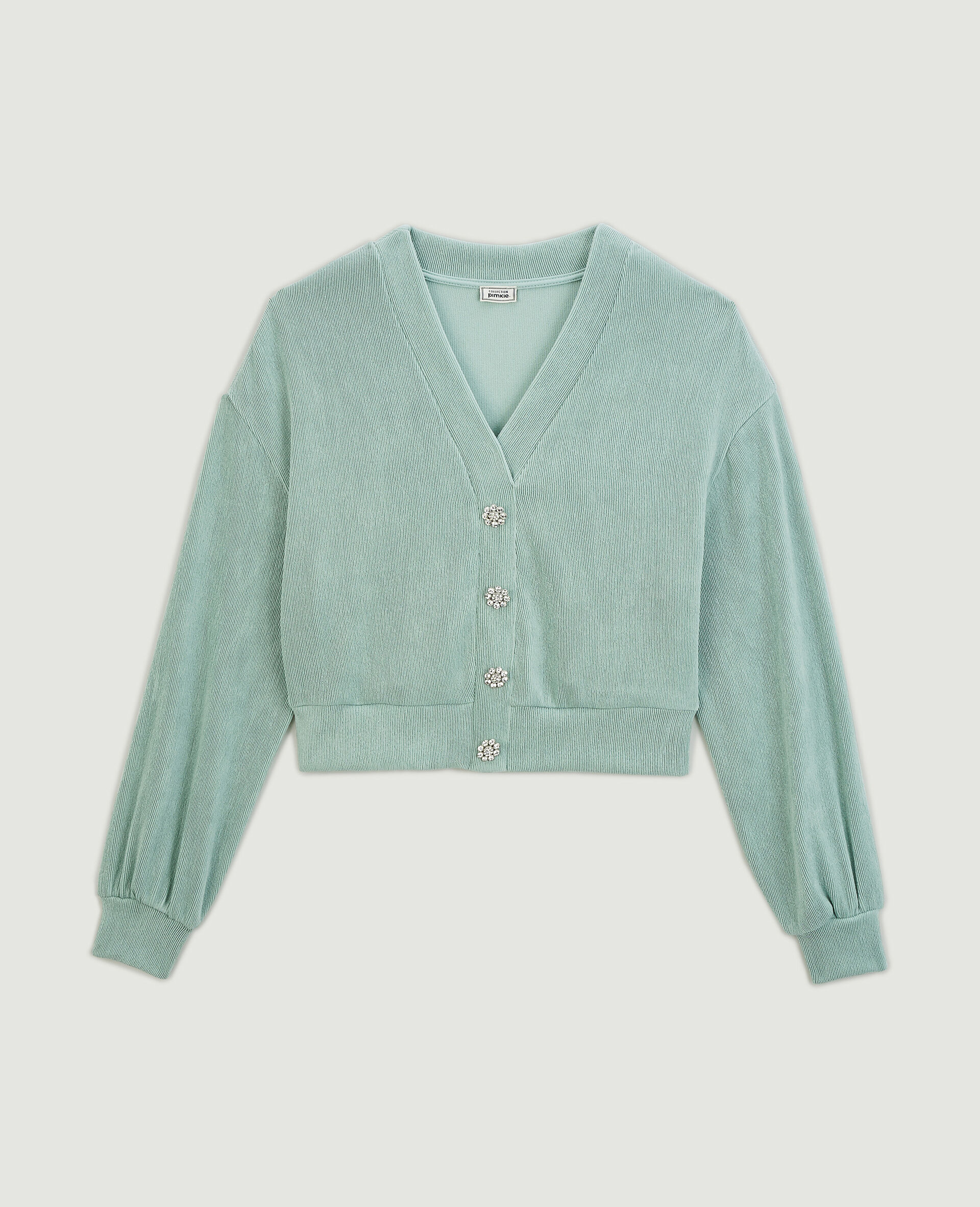 Pull effet gilet en maille côtelée - Vert