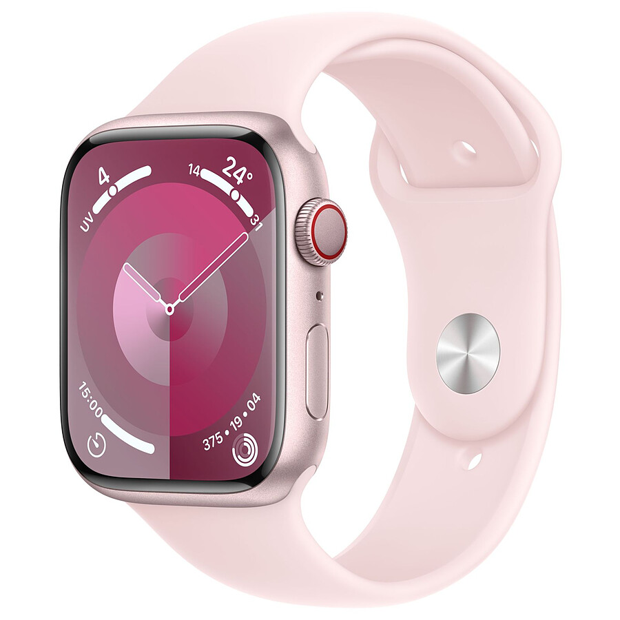Apple Watch Series 9 GPS + Cellular - Aluminium Rose - Bracelet Sport - 45 mm - Taille M/L