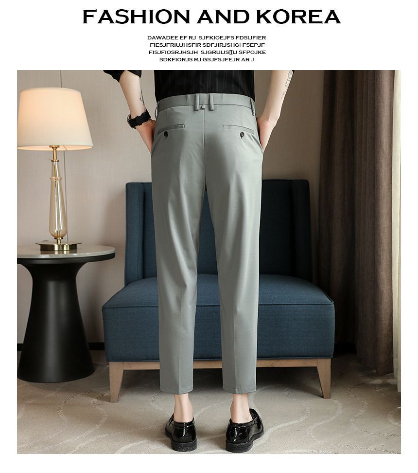 Deepwood - Mid Rise Plain Cropped Tapered Dress Pants