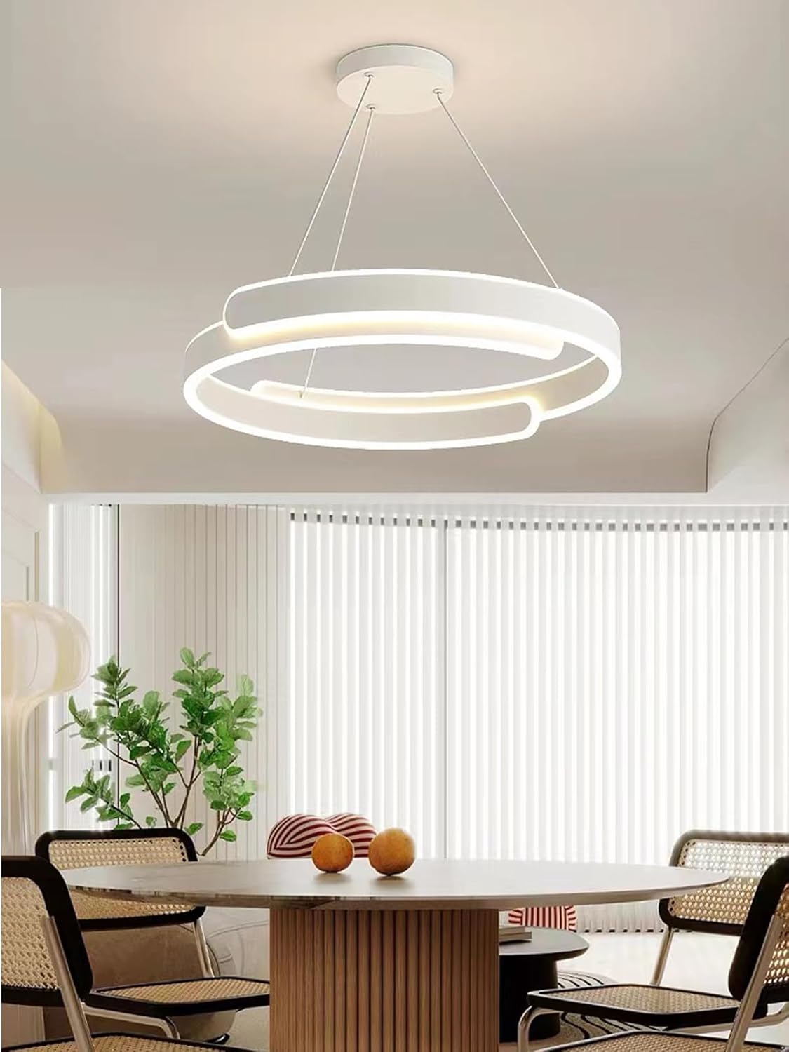 Ring Pendelleuchte Esstisch, Küchenlampe Hängend Dimmbar mit Fernbedienung, LED Hängeleuchte Höhenverstellbarer, Moderne Hängelampe Led Esszimmerlampe für Esszimmer Wohnzimmer Bürolampe (Weiß)
