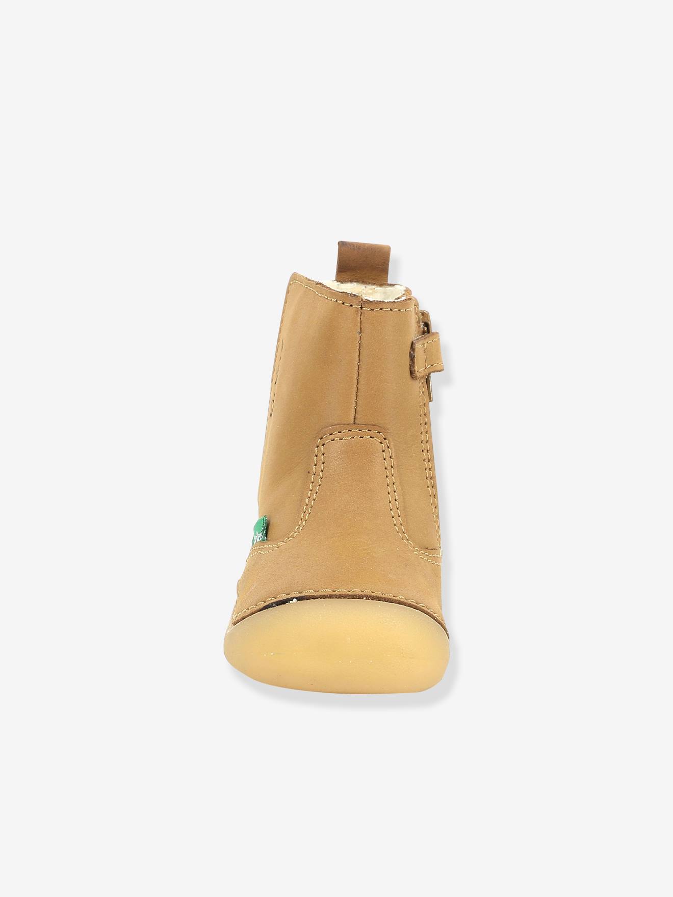 Sapatinhos de couro para bebê Socool Cho KICKERS® First Steps, bege claro, lisos