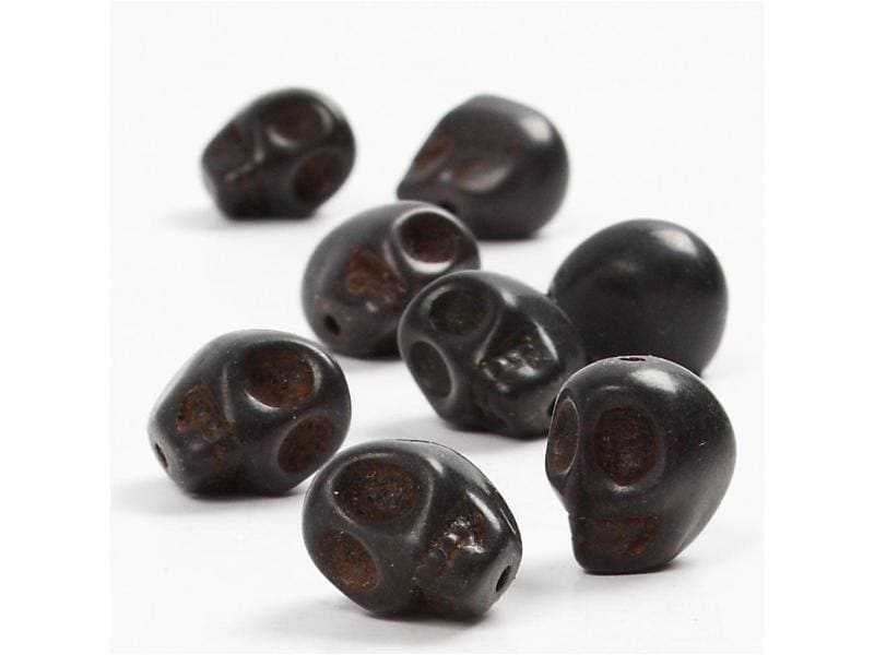 Creativ Company Perlen 12 mm Totenkopf, 32 Stück Howlith-Perlen