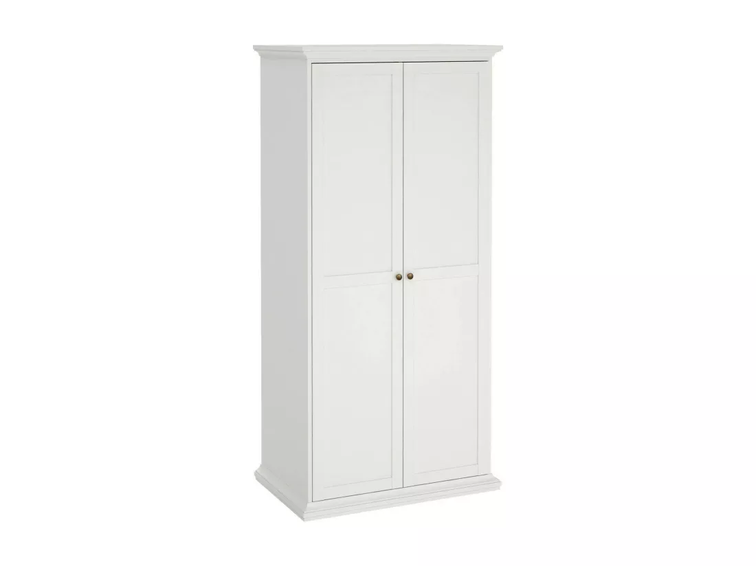 Garde-robe 2 portes Dschen, Meubles de chambre, Penderie de plain-pied, Placard à vêtements, 96x61 h201 cm, Blanc