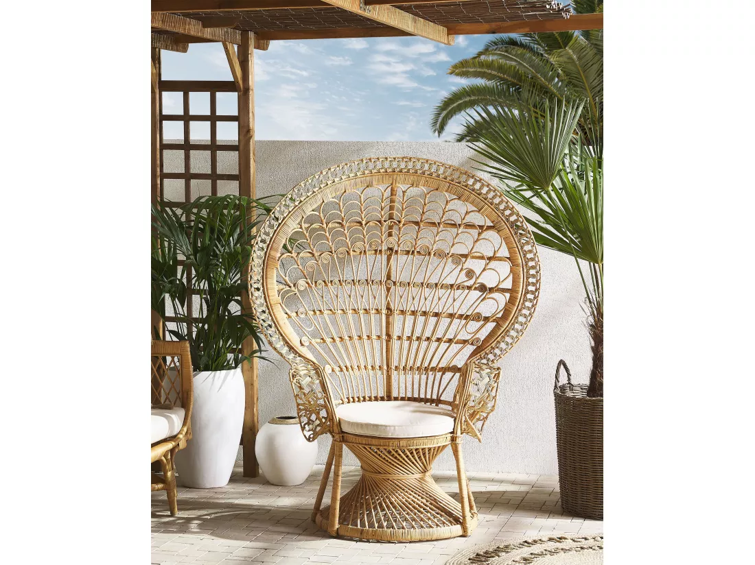Chaise paon EMMANUELLE Rotin Naturel
