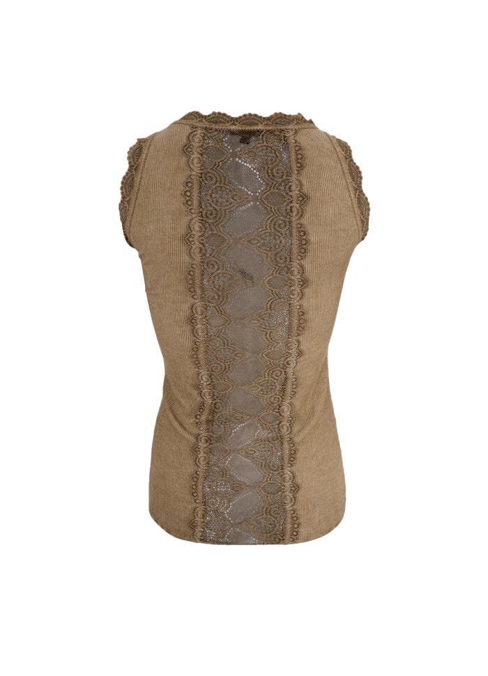 Black Colour Bcivy Rib Top champagne
