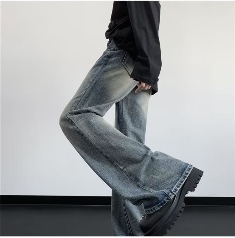DuckleBeam - Mid Rise Washed Bootcut Jeans