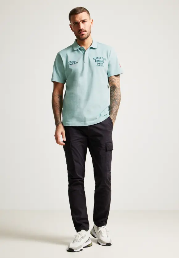 Piquée Printmix Poloshirt - dust green