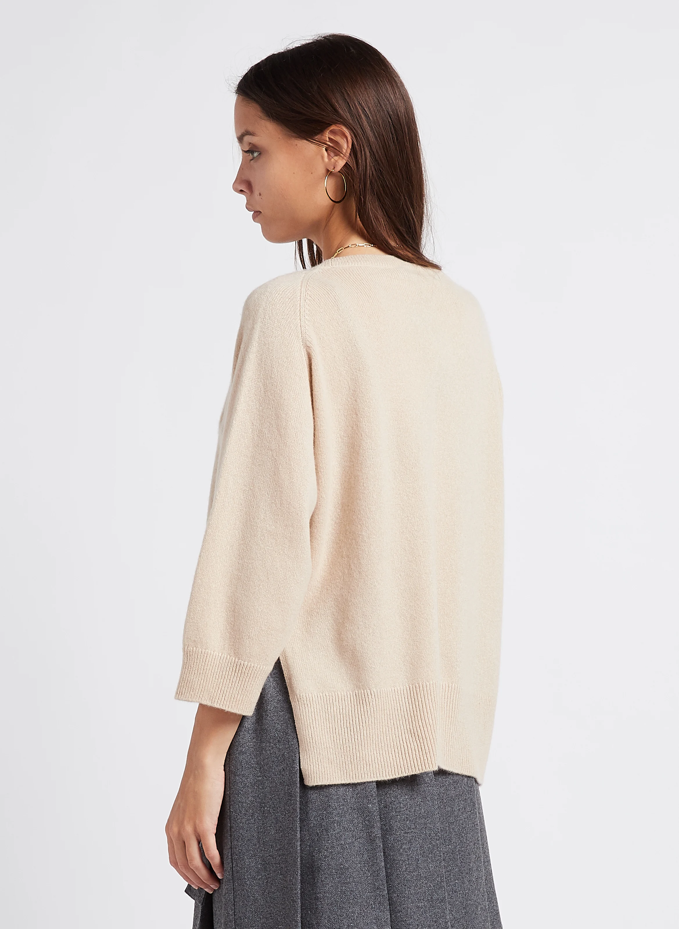 ALCE - Pull ample col bateau en cachemire| Beige