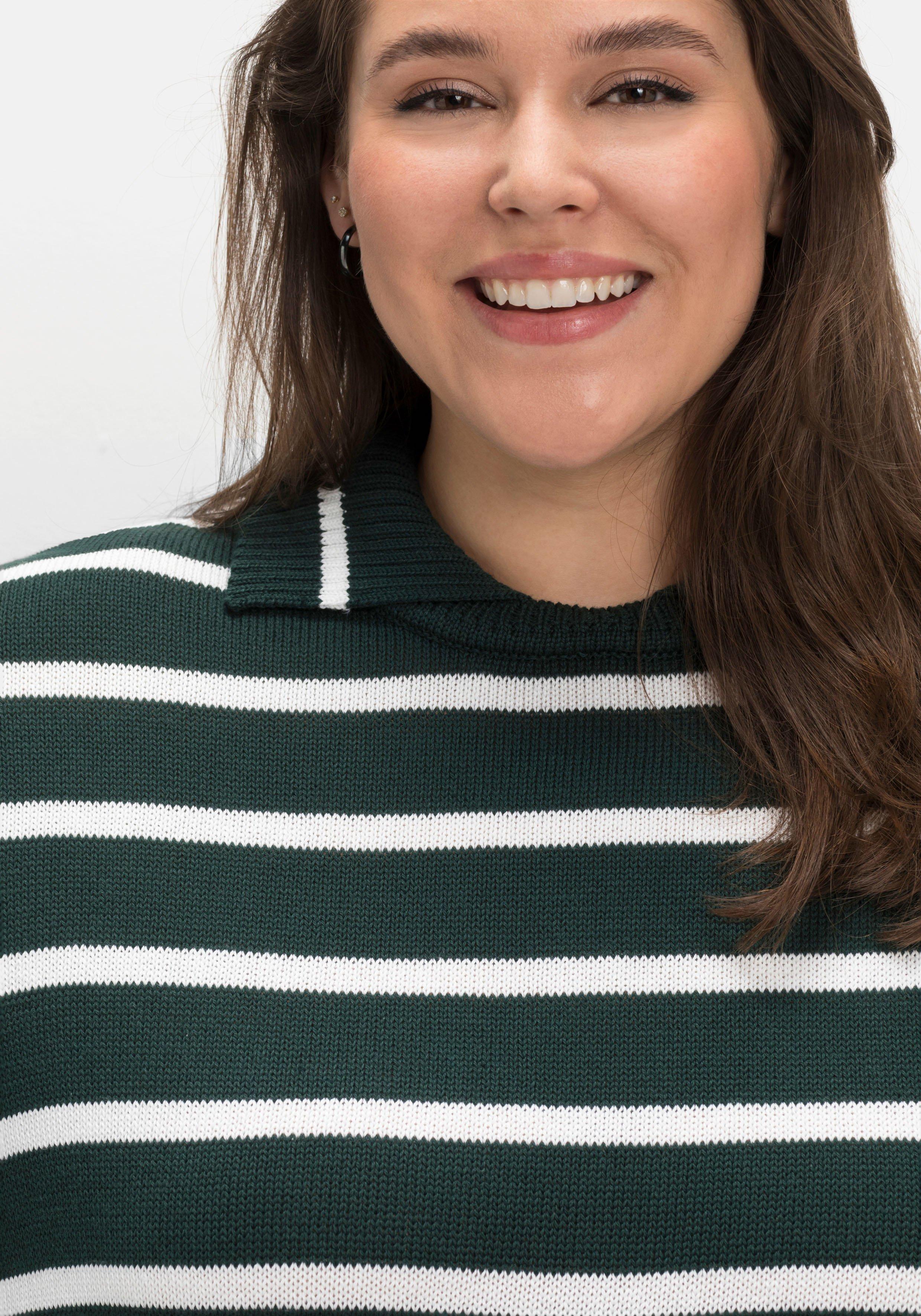 Pullover mit Streifen und Polokragen