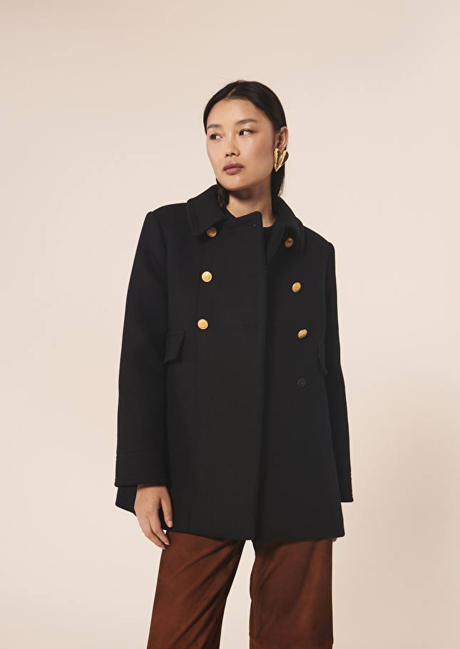 Manteau Marcbleu nuit en drap caban