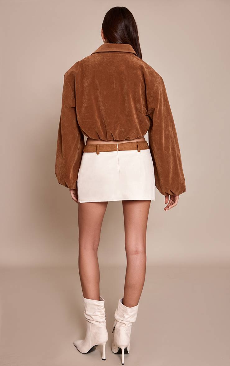 Beige Jupe-short À Ceinture Contrastée