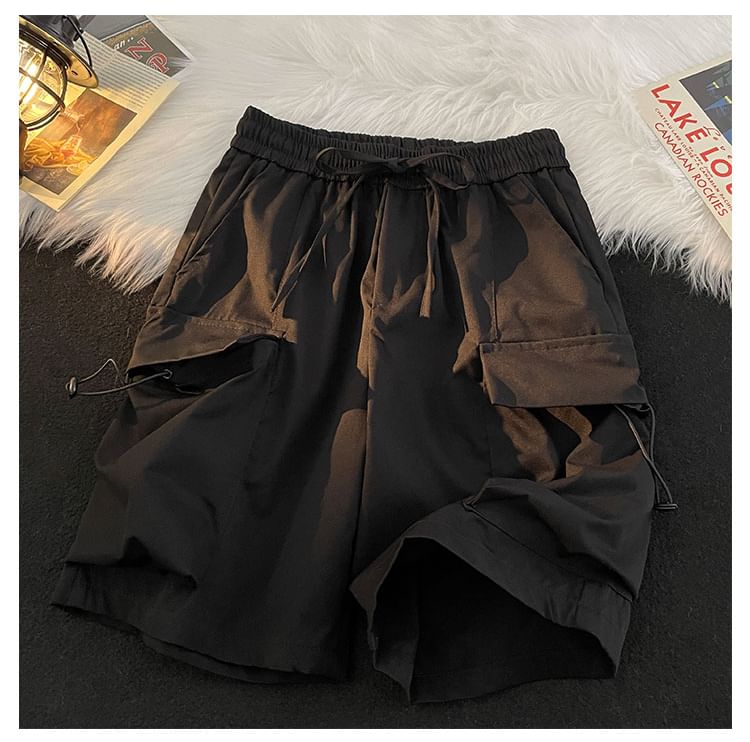 Trimecca - Cargoshorts met trekkoord en effen taille, middelhoge taille