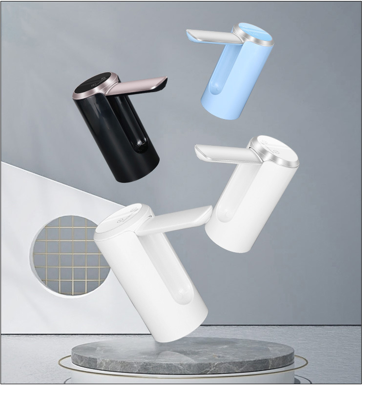 (13x7cm) USB Flaschen Wasserspender Klappbarer Portabler Getränke Wasserhahn Gallonen Pumpe Dispenser mit Touch Steuerung - Schwarz