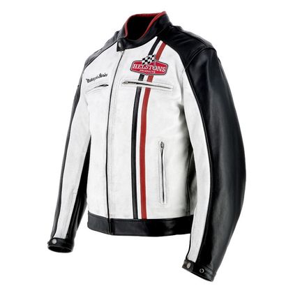 Blouson Helstons JAY MOTUL CUIR RAG - Blanc / Noir