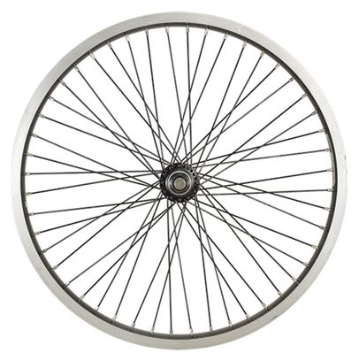 ROUE BMX 20  AV ECROU AXE PLEIN JANTE NOIR AS7X. MOYEU NOIR AXE 10MM 48T