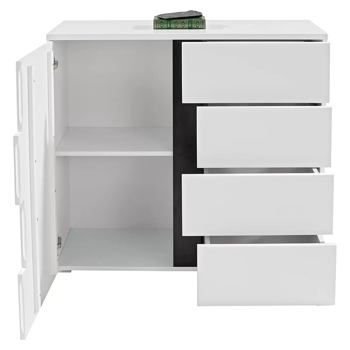 Kommode Split 1T4L weiss,schwarz