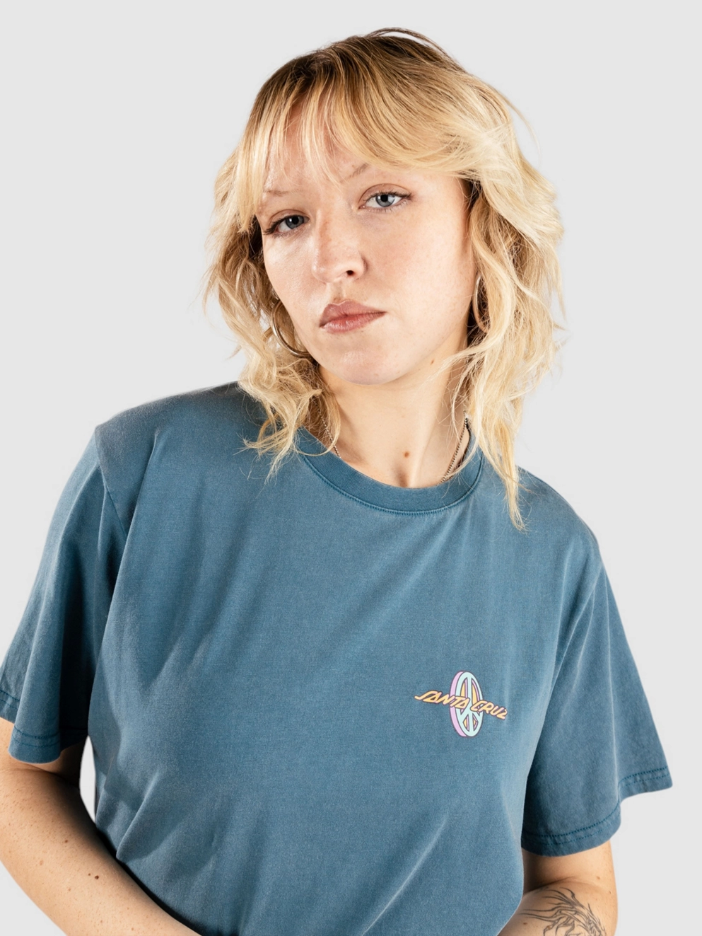 Santa Cruz Barbed Oval Dot T-Shirt dark teal vintage wash