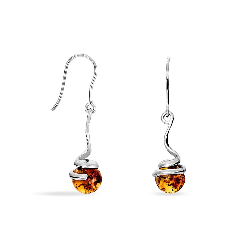 Boucles D'oreilles Pendantes Mariangeae Argent Blanc Ambre