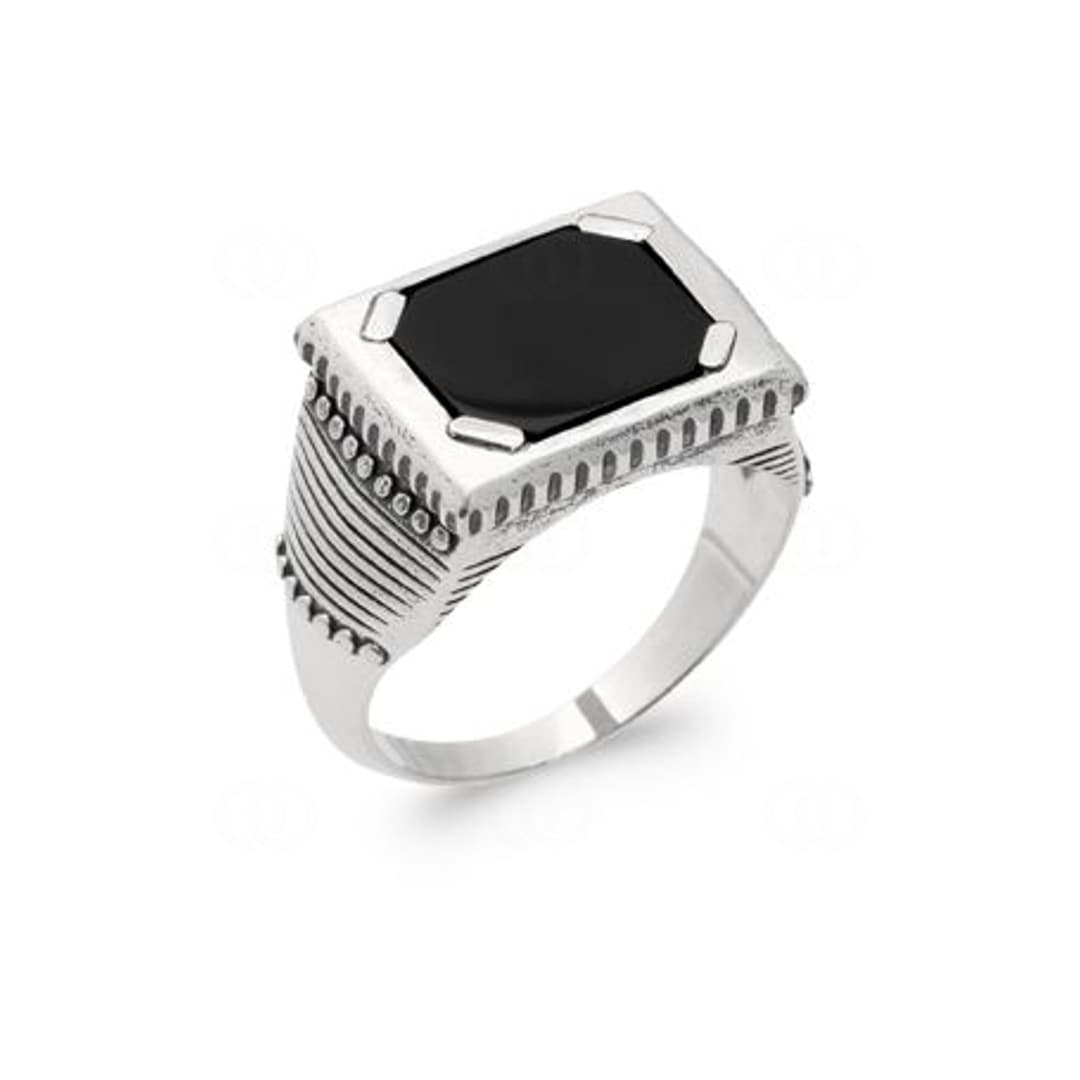 Herrenring Quantum 925 Silber verziert mit schwarzem Achat