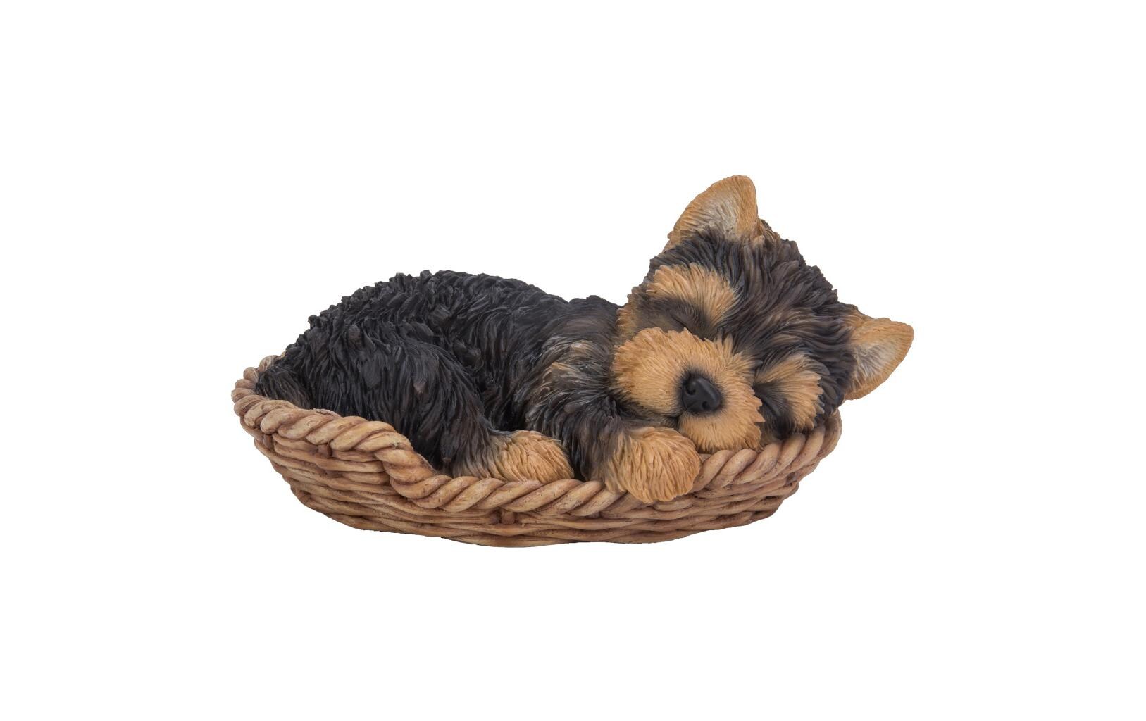 Dekofigur Yorkshire Terrier Welpe im KörbchenTiere für den Garten