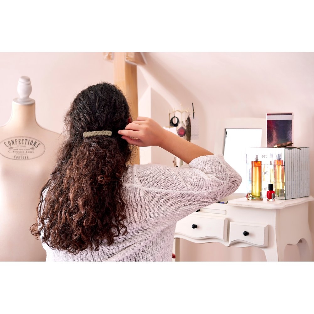 Barrette Cheveux Tressée Lin Cuivré
