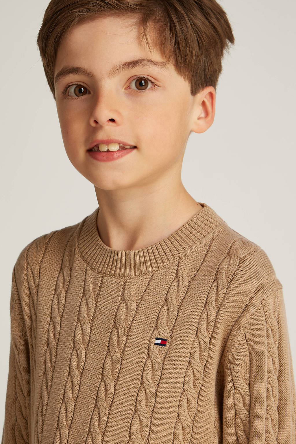 Tommy Hilfiger trui bruin met kabels
