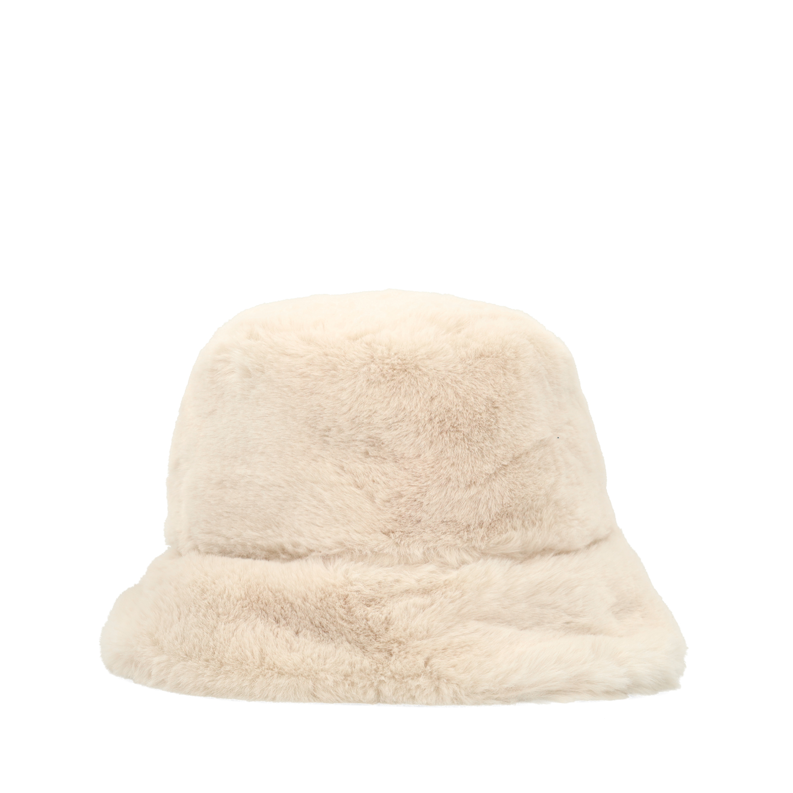 Off white bucket hat van faux fur