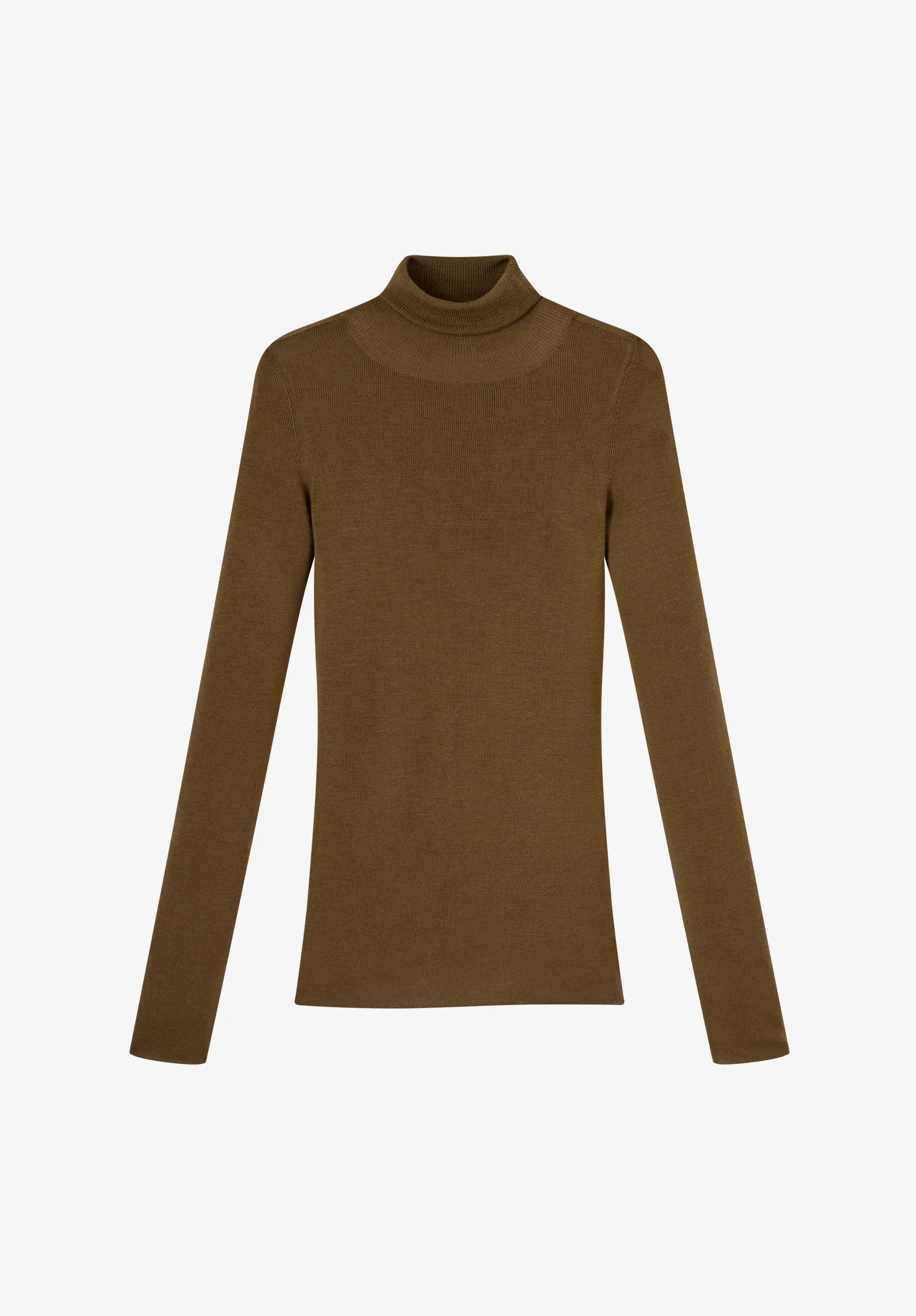 Pull col roulé à petites côtes - Kaki