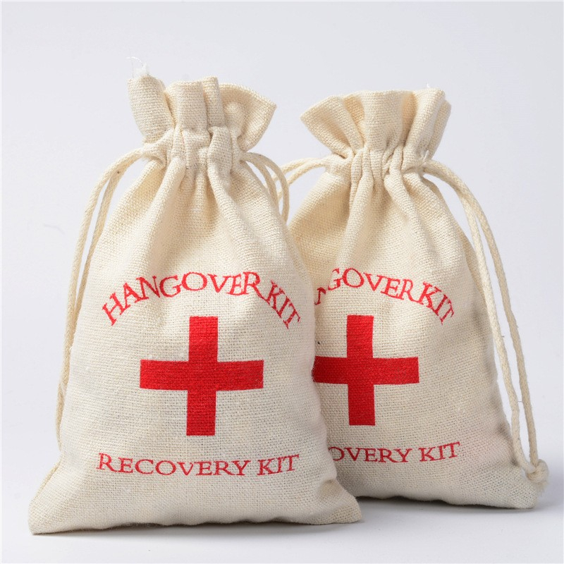 (10er Set) Jute Geschenk Tüten Junggesellenabschied Gift Beutel - Hangover Kit