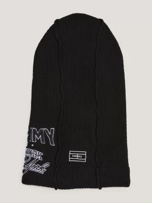 Balaclava de malha canelada com logotipo