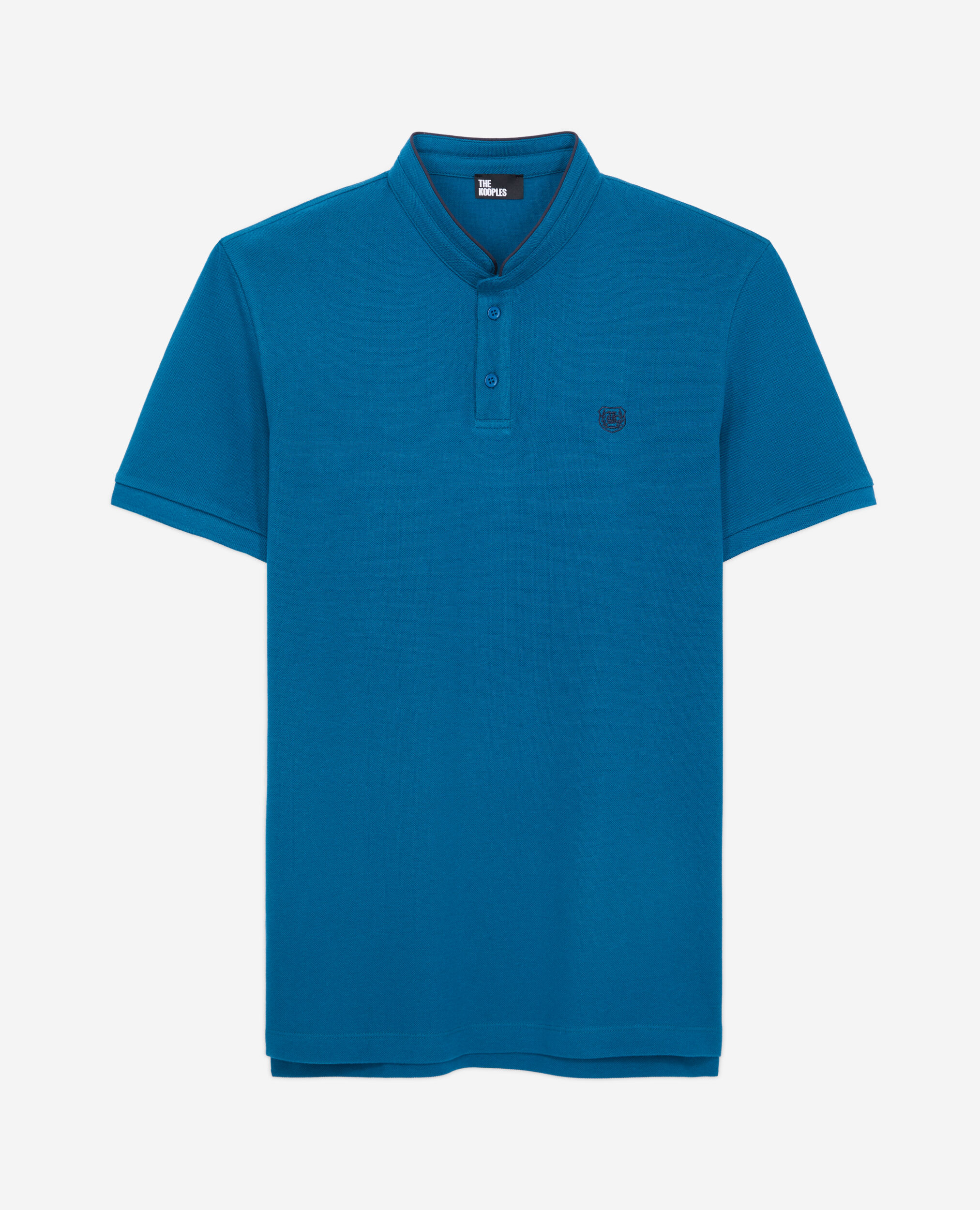 Polo bleu en coton