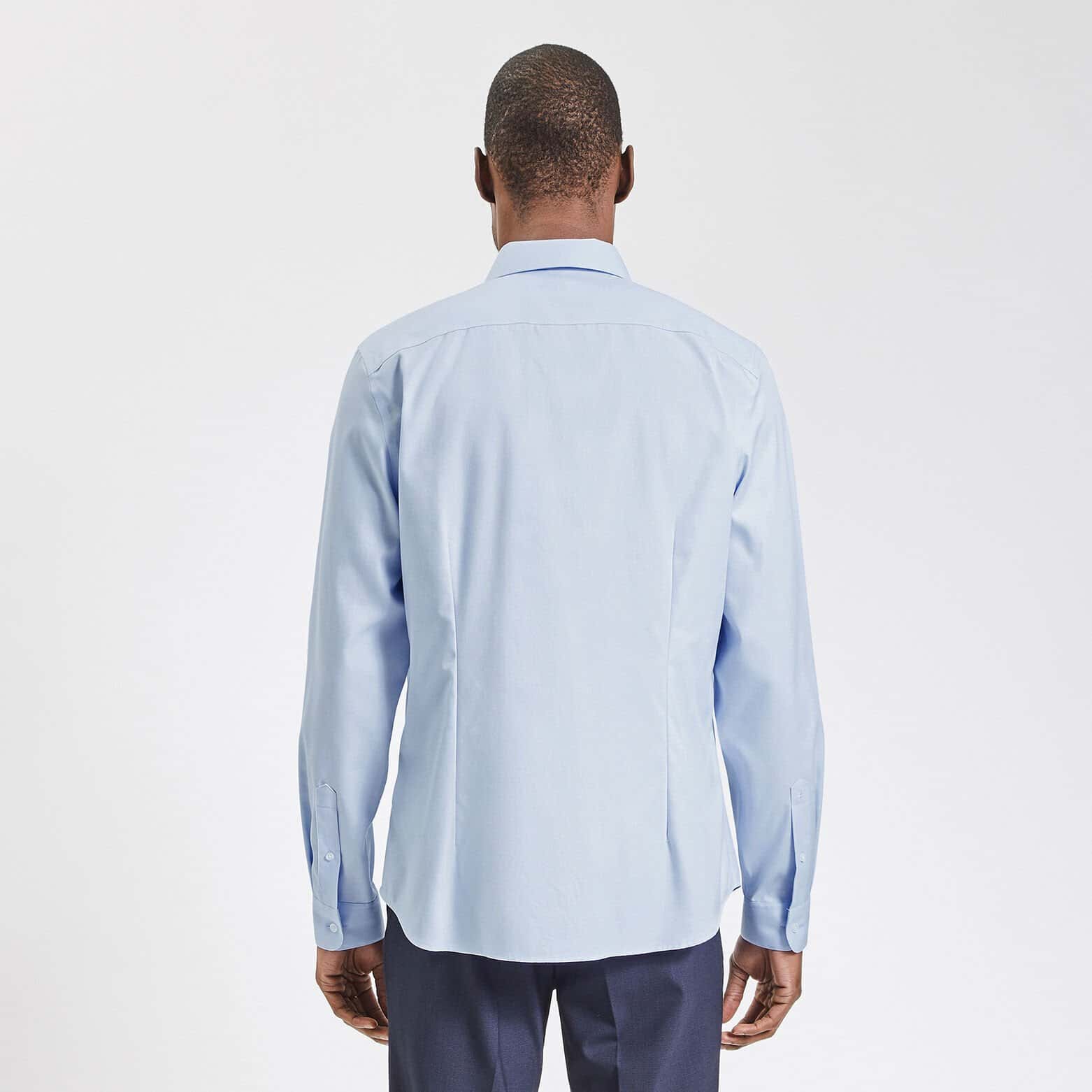 Chemise slim sans repassage unie coton Bleu clair