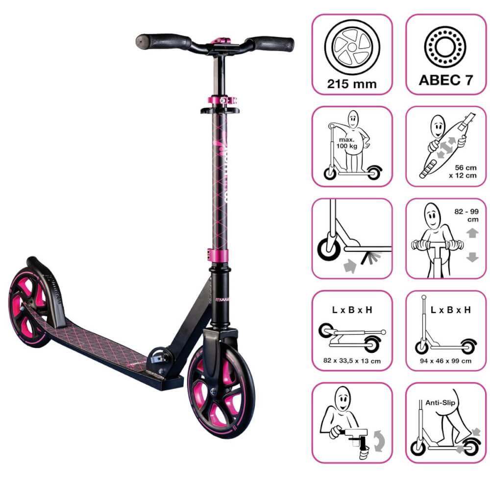 muuwmi Aluminium Scooter Pro 215 mm new pink