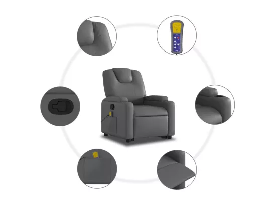 Fauteuil inclinable massant Gris Similicuir