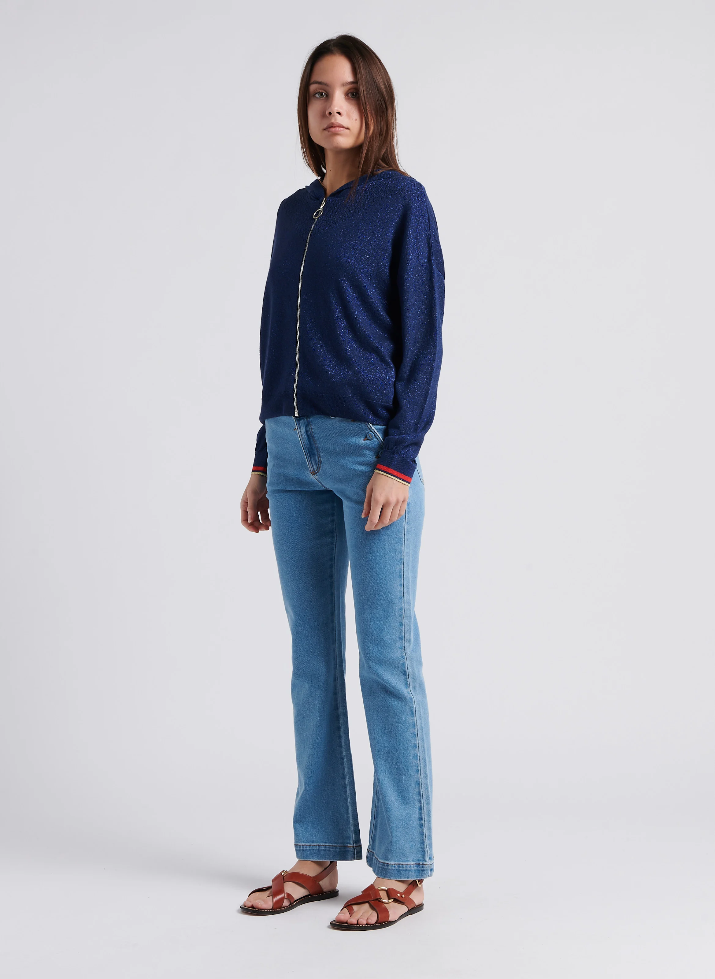 Jean flare en coton mélangé | Bleu