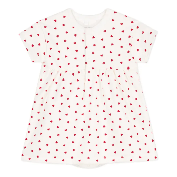 Petit Bateau Robe en Molleton avec Body Intégré Coton Bio | Ecru