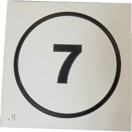 Panneau relief et braille Numéro 7 - Fond blanc