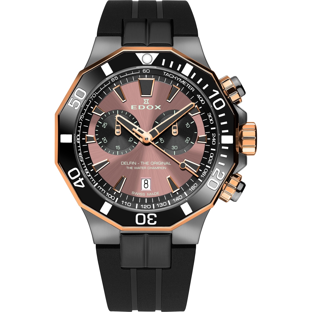 Edox Delfin Chronograph Grau / Braun