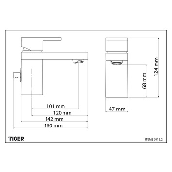 Tiger Items wastafelkraan inox met waste RVS