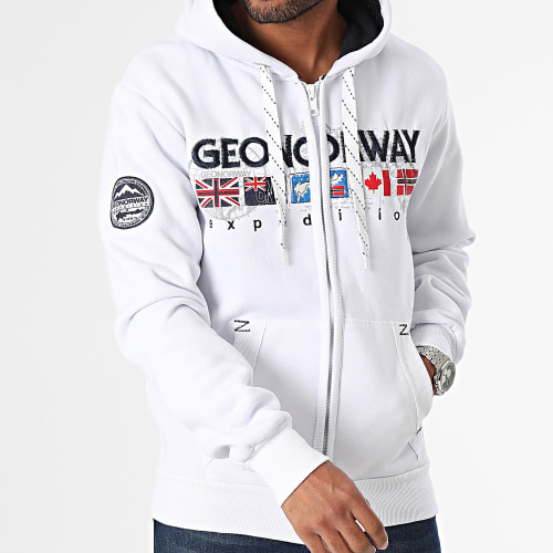 Sweat Zippé Capuche Blanc