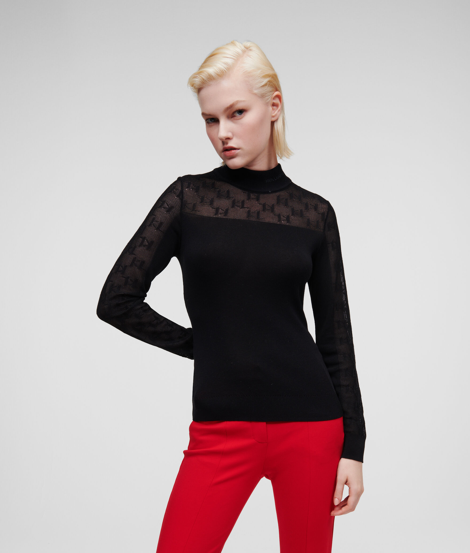 PULL LÉGER KL MONOGRAM À COL ROULÉ